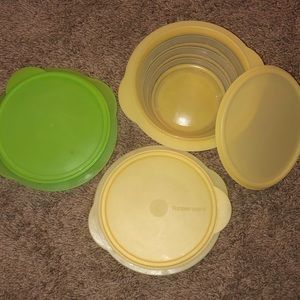 3 Tupperware Flatouts storage bowls